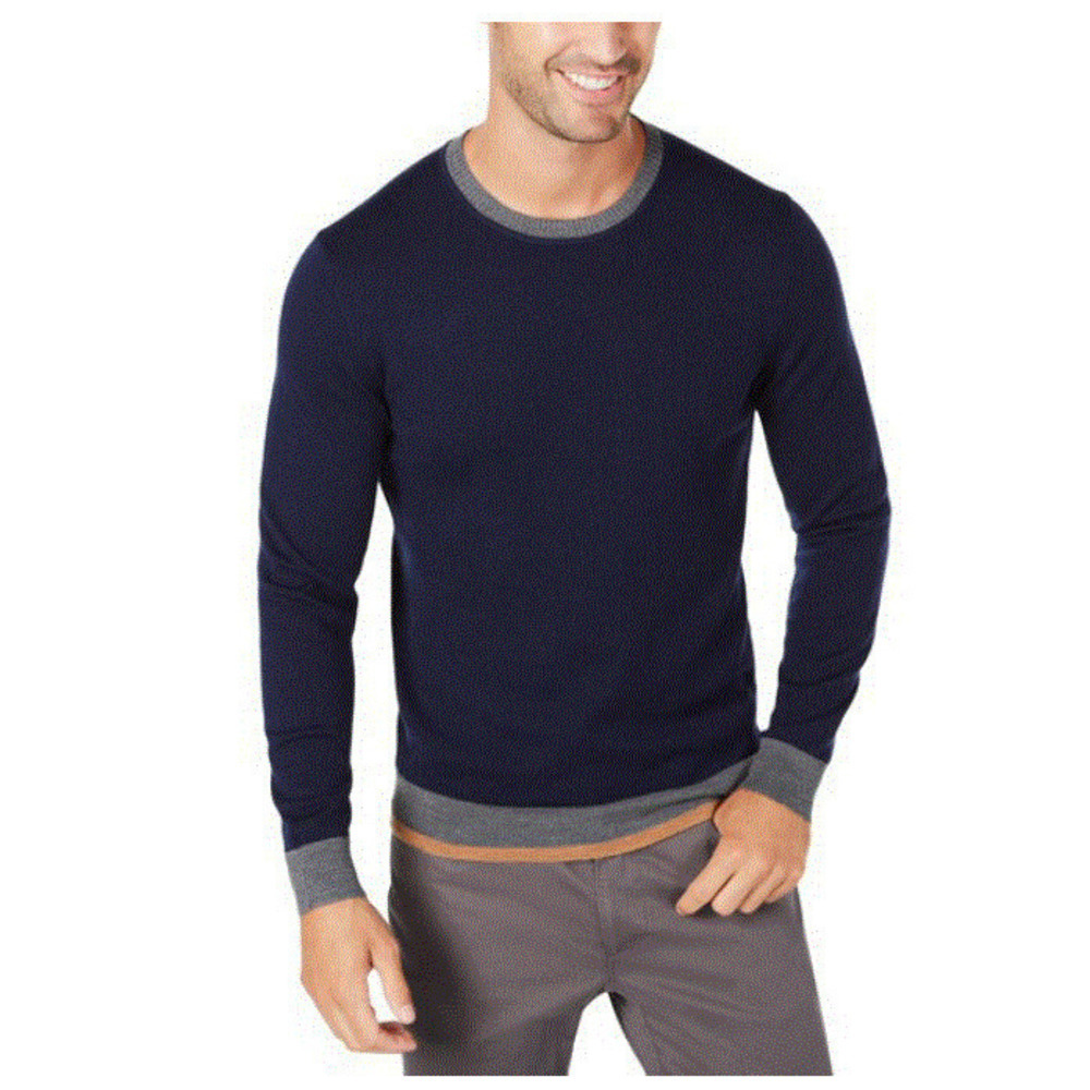 Tasso Elba Men's Merino Wool Blend Navy Sweater Extra Large XL